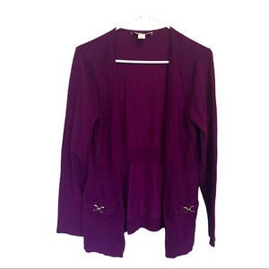 White House black market women’s cardigan size large  
Purple